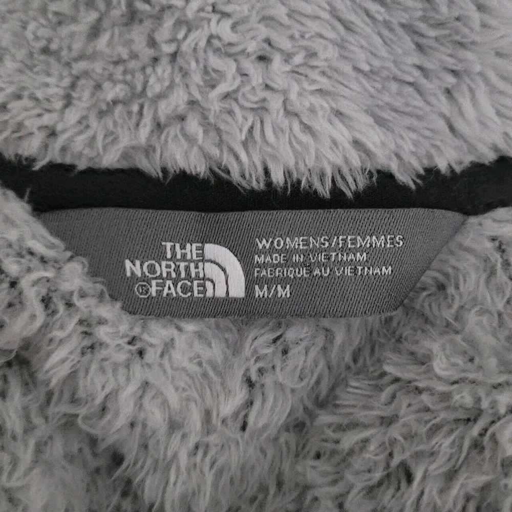 The North Face Jacket Medium Gray Furry Fleece Zip Color Block Warm NF0A338M - Picture 6 of 8